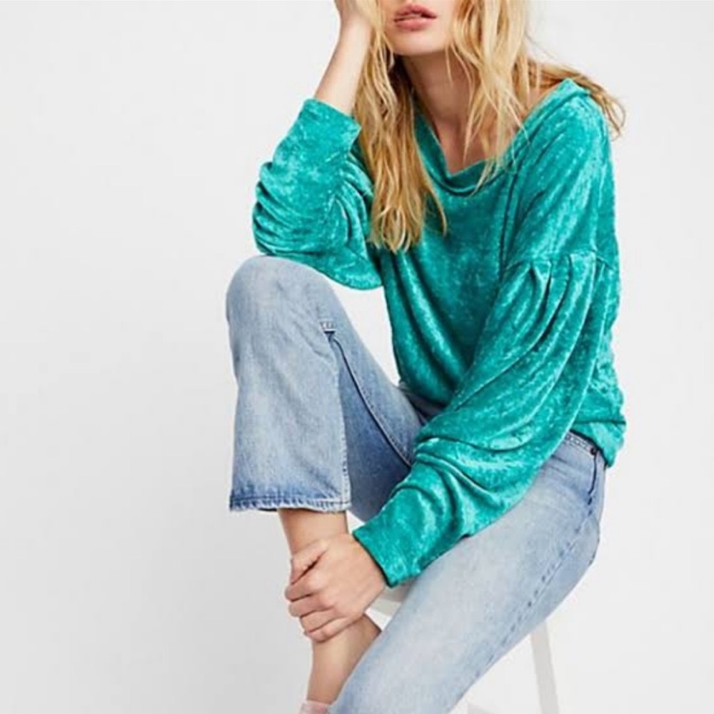 Free People Milan Velvet Layering Top Green